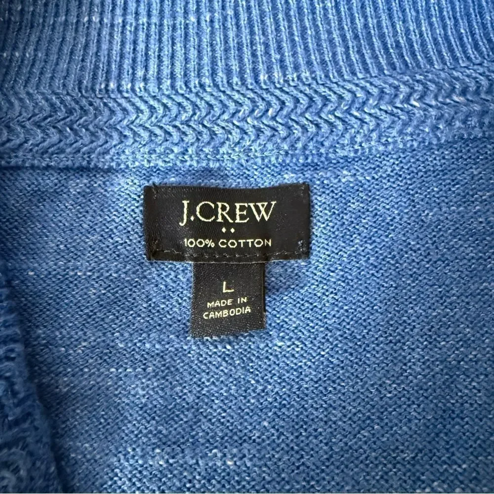 J Crew Sweater Men Sz L Blue Raglan Half Zip Long Sleeve Mock Neck Cotton Casual